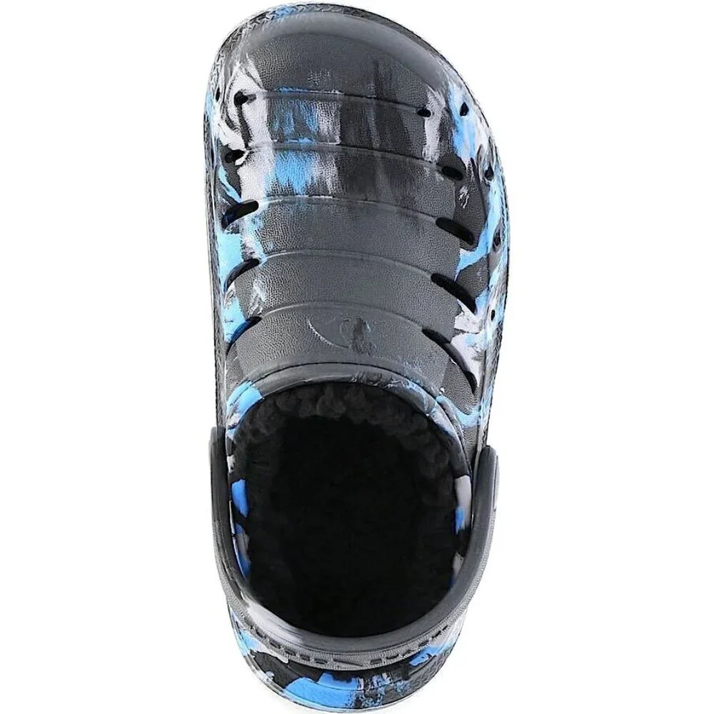 Rugged Shark TODDLER BOYS FAUX SHERPA LINED Clogs SIZE 12 Black Blue Sandals NEW